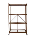 Étagère de rangement pliable polyvalente à 4 niveaux sur roulettes avec ensemble de 4 doublures de tablette en fil magnétique étanches