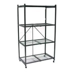 Étagère de rangement pliable polyvalente à 4 niveaux sur roulettes avec ensemble de 4 doublures de tablette en fil magnétique étanches