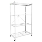 Étagère de rangement pliable polyvalente à 4 niveaux sur roulettes avec ensemble de 4 doublures de tablette en fil magnétique étanches