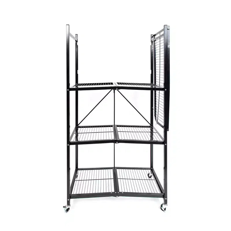 4 Tier Multipurpose Folding Storage Unit Rolling Organization Rack with Set of 4 Magnetic Wire Shelf Waterproof Liners