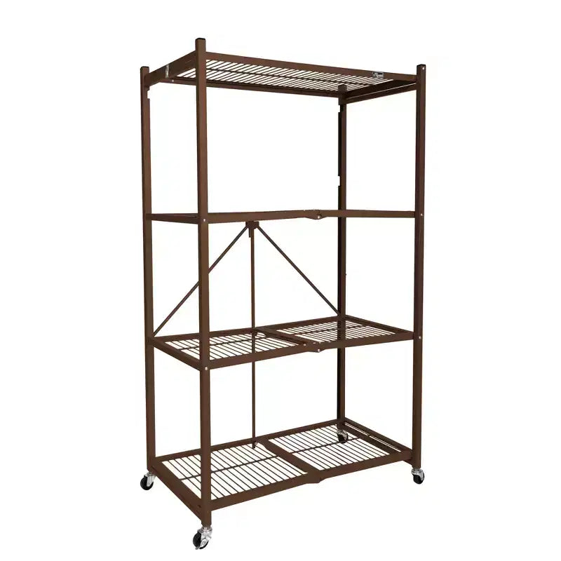 4 Tier Multipurpose Folding Storage Unit Rolling Organization Rack with Set of 4 Magnetic Wire Shelf Waterproof Liners