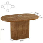 Table à manger ovale de 120 cm, en bois rustique avec piètement en bois, 4 places, pour salle à manger, cuisine, salon, marron