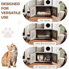 Meuble cache litière pour chat avec couchage et accessoires à gratter