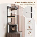 Meuble cache litière pour chat avec couchage et accessoires à gratter