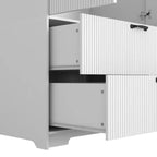 Armoire 4 portes avec miroir, lumières LED, 2 tiroirs, tringle et étagères réglables