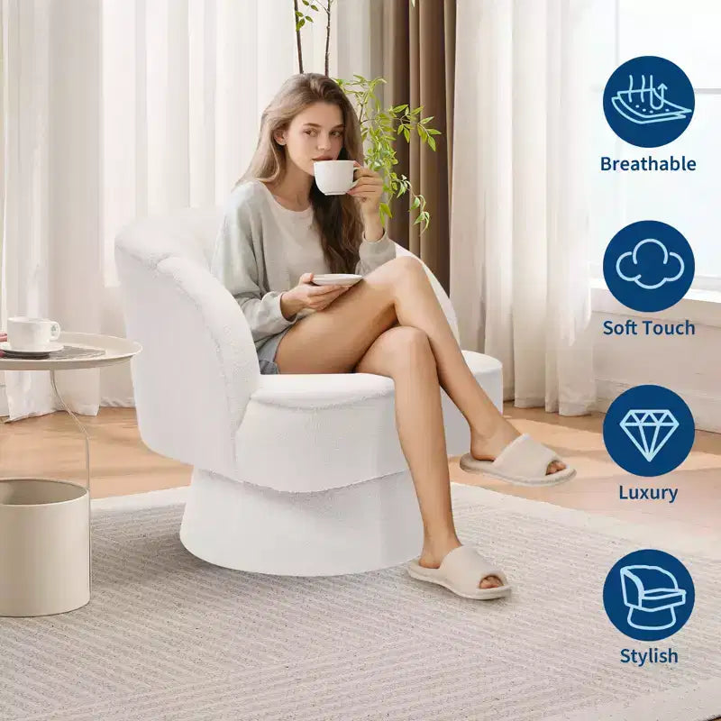 360° Swivel Barrel Accent Chair with Soft Padding