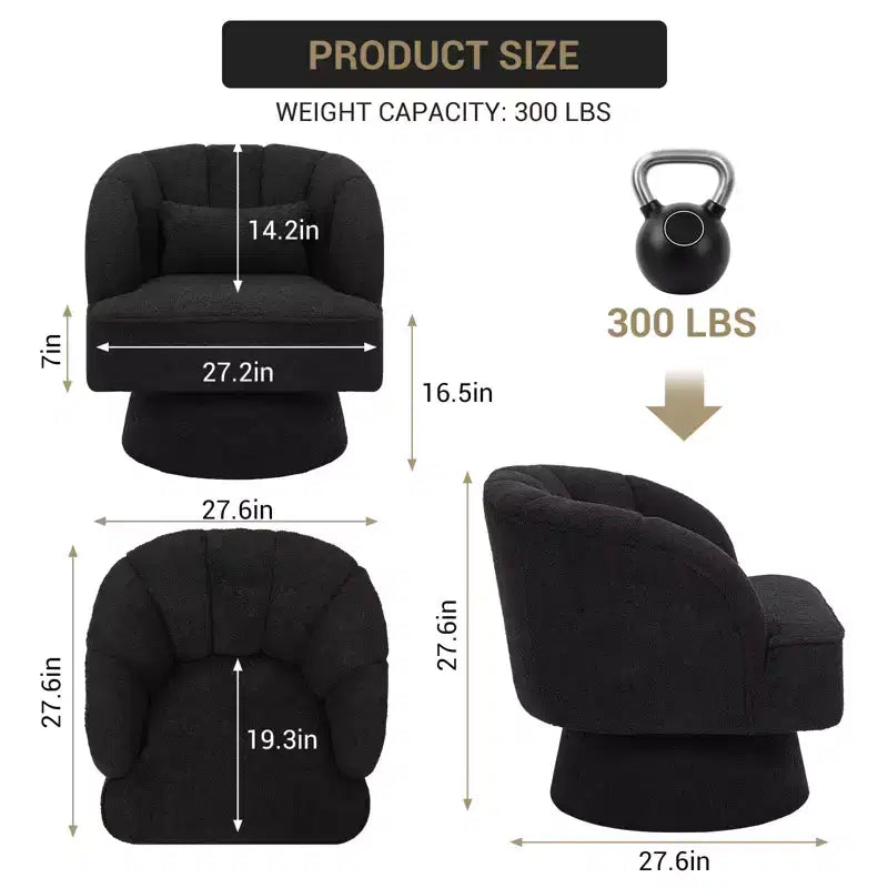 360° Swivel Barrel Accent Chair with Soft Padding