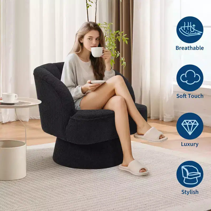 360° Swivel Barrel Accent Chair with Soft Padding