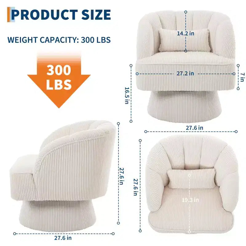 360° Swivel Barrel Accent Chair with Soft Padding
