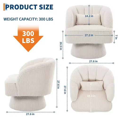 360° Swivel Barrel Accent Chair with Soft Padding