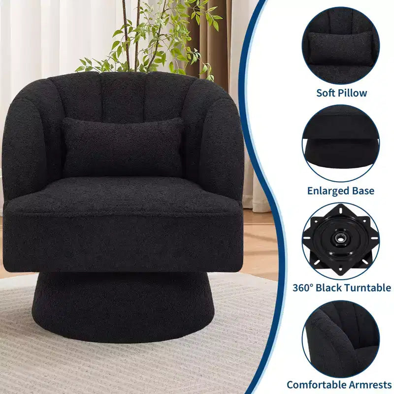 360° Swivel Barrel Accent Chair with Soft Padding