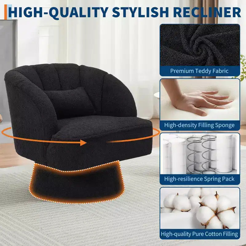 360° Swivel Barrel Accent Chair with Soft Padding