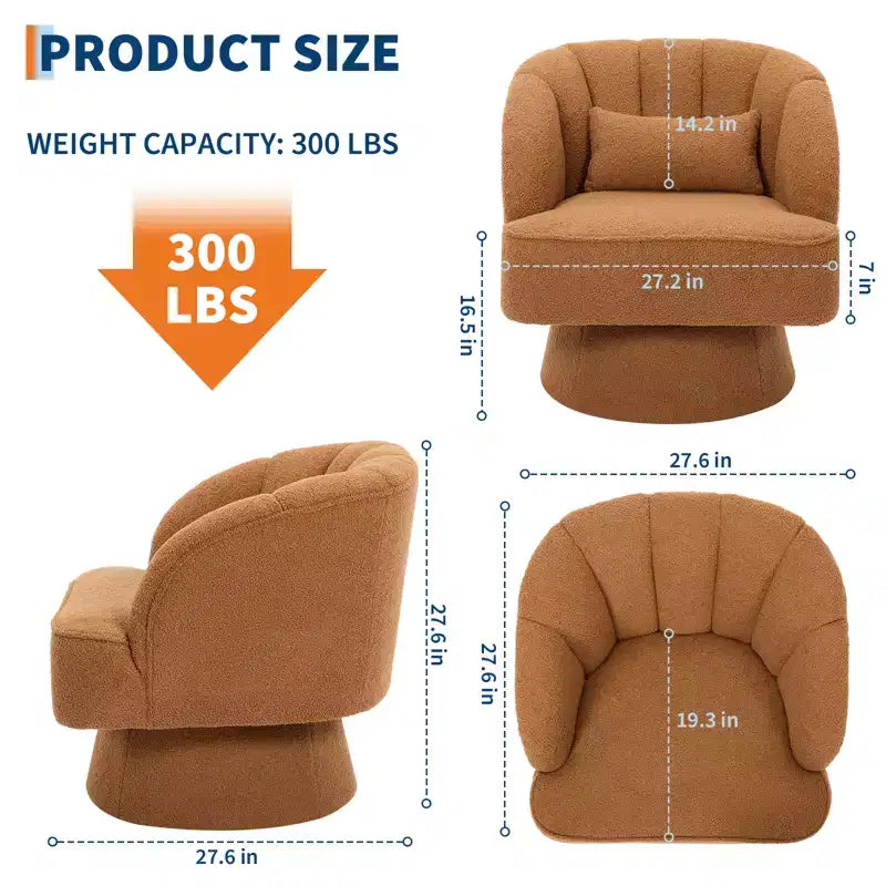 360° Swivel Barrel Accent Chair with Soft Padding