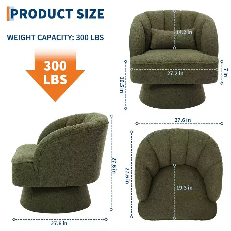 360° Swivel Barrel Accent Chair with Soft Padding
