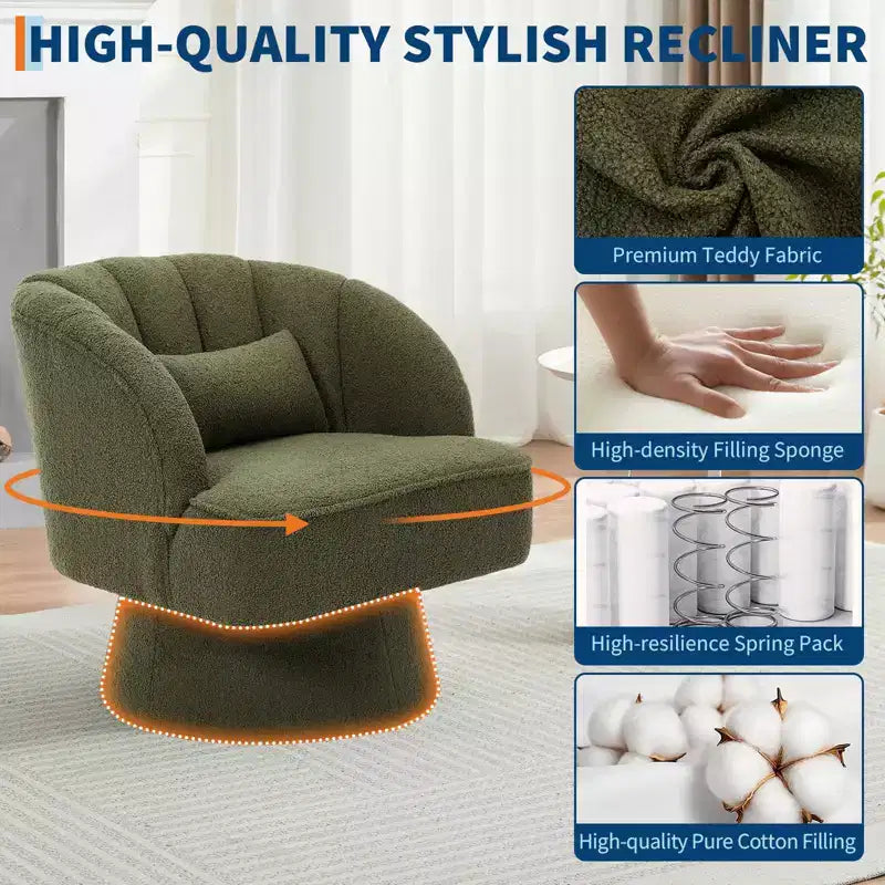 360° Swivel Barrel Accent Chair with Soft Padding