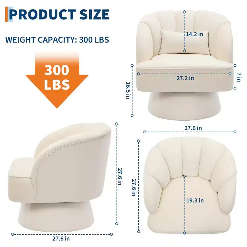 360° Swivel Barrel Accent Chair with Soft Padding