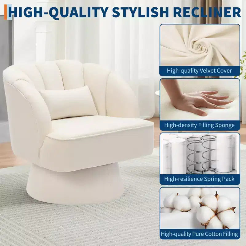 360° Swivel Barrel Accent Chair with Soft Padding
