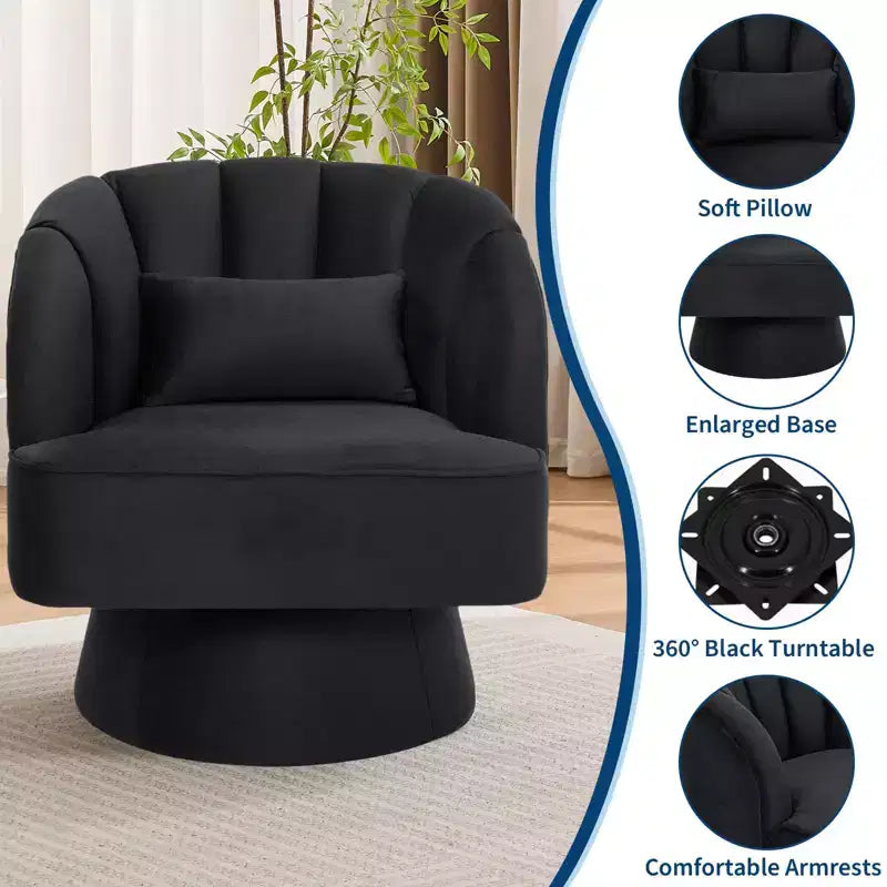 360° Swivel Barrel Accent Chair with Soft Padding