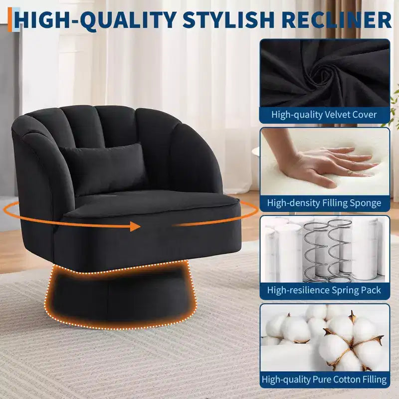 360° Swivel Barrel Accent Chair with Soft Padding