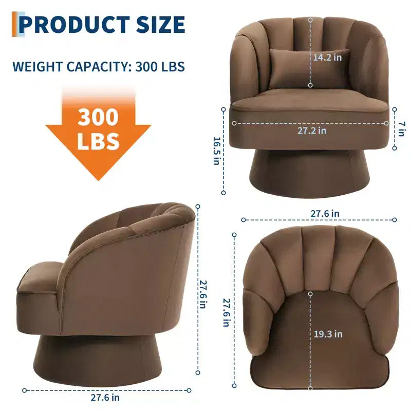 360° Swivel Barrel Accent Chair with Soft Padding