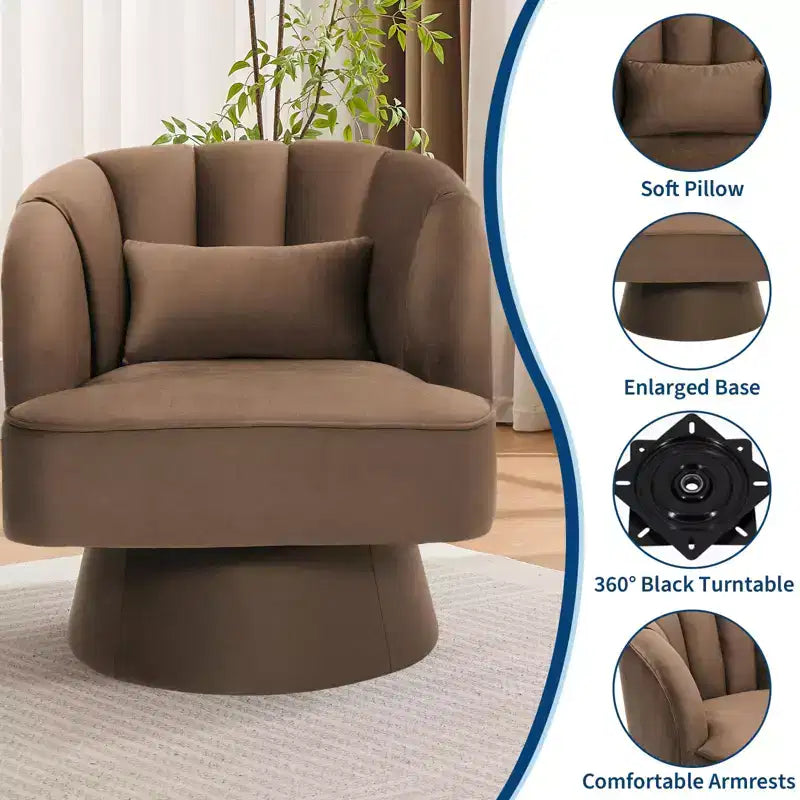 360° Swivel Barrel Accent Chair with Soft Padding