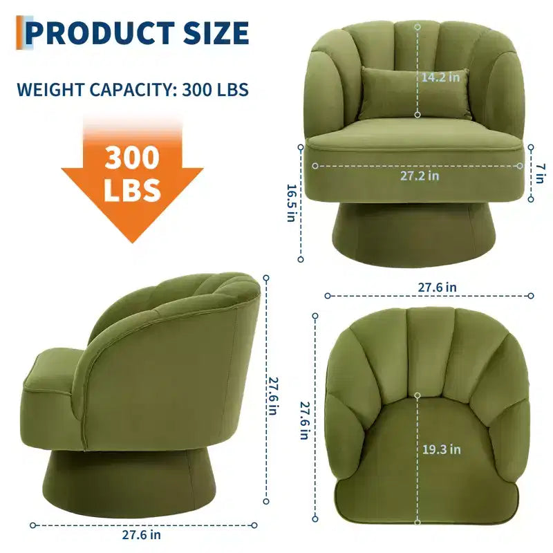 360° Swivel Barrel Accent Chair with Soft Padding
