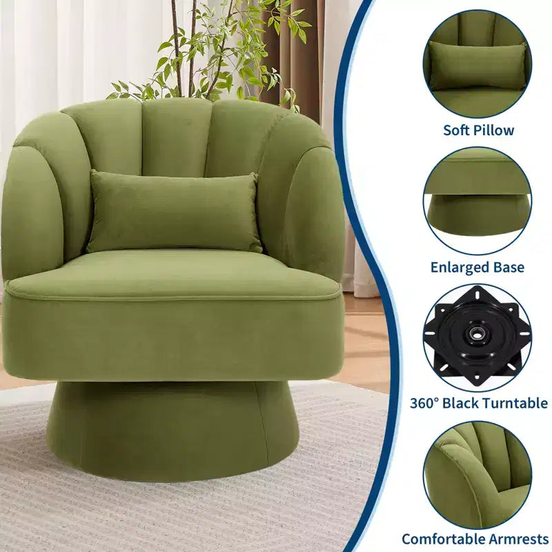 360° Swivel Barrel Accent Chair with Soft Padding