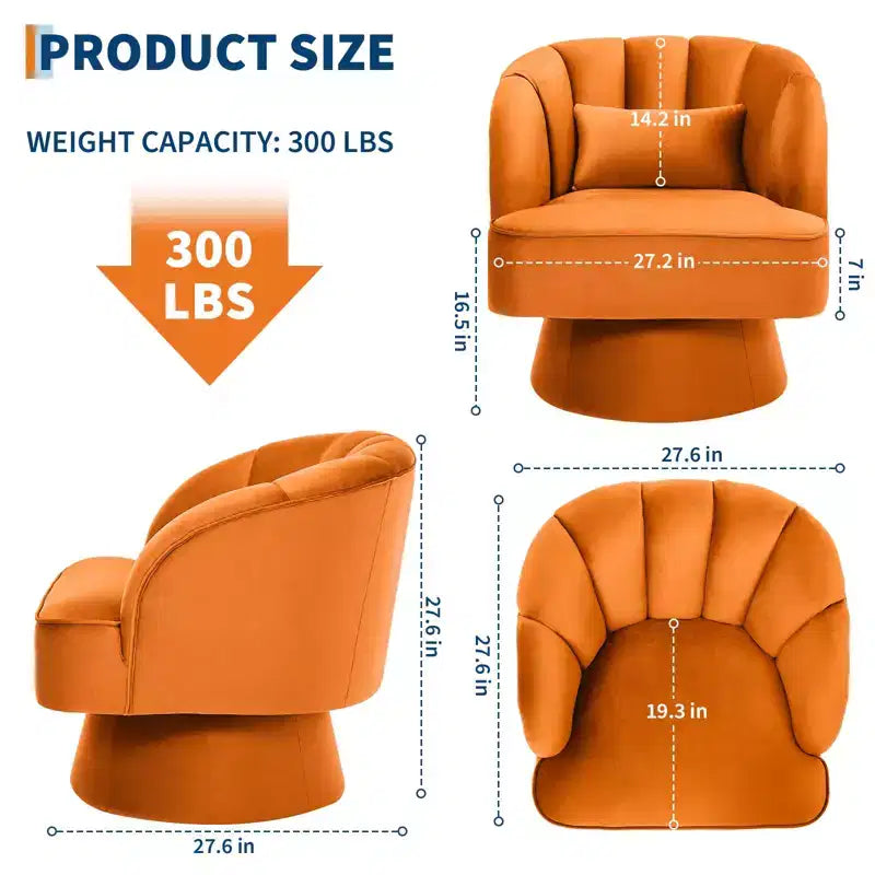 360° Swivel Barrel Accent Chair with Soft Padding