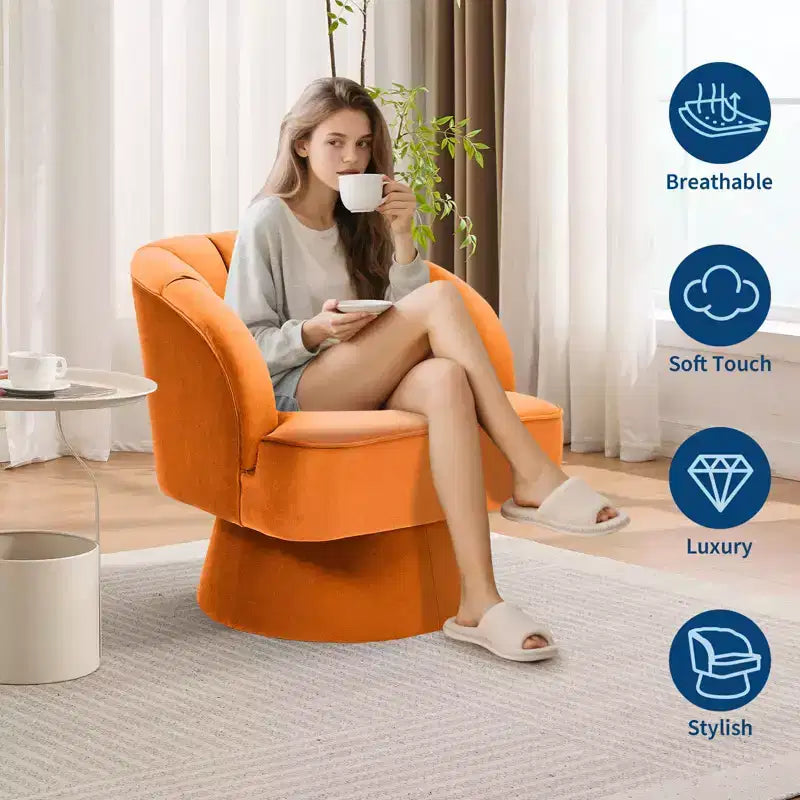 360° Swivel Barrel Accent Chair with Soft Padding