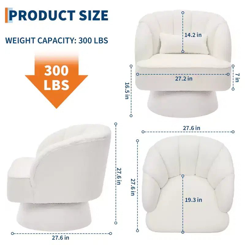 360° Swivel Barrel Accent Chair with Soft Padding