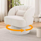Modern 360 Swivel Barrel Accent Chair,Rotating Round Lounge Armchair with Striped Backrest & Soft Padding, Cozy Club Chair for Living Room, Bedroom
