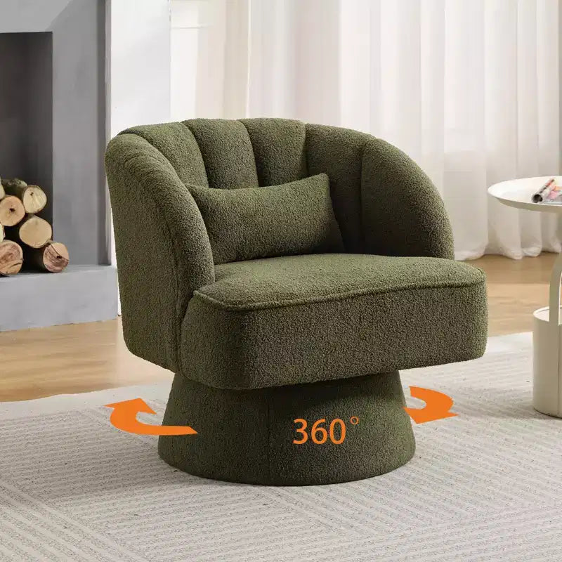 360° Swivel Barrel Accent Chair with Soft Padding