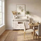 Meuble de rangement moderne en MDF de 135 cm avec 2 portes, 2 tiroirs et étagère ouverte – Meuble TV / Buffet / Console multimédia