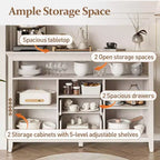 Meuble de rangement moderne en MDF de 135 cm avec 2 portes, 2 tiroirs et étagère ouverte – Meuble TV / Buffet / Console multimédia