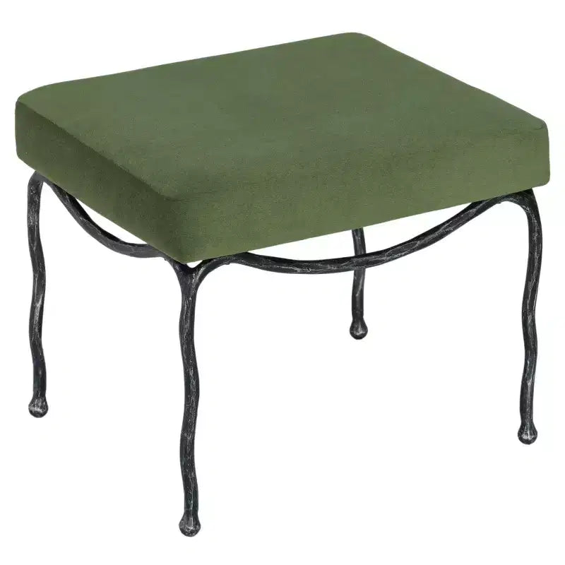Boucle Upholstered Ottoman with Metal Legs