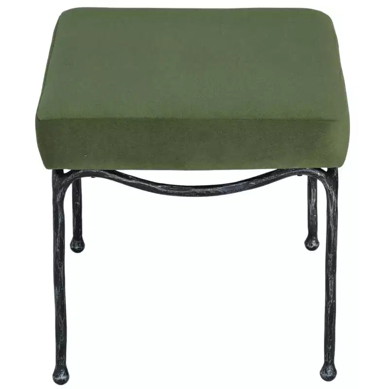 Boucle Upholstered Ottoman with Metal Legs