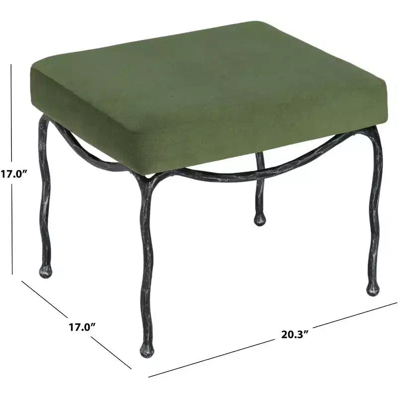 Boucle Upholstered Ottoman with Metal Legs