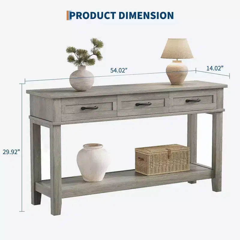 Console Table with 3 Drawers and Open Storage Shelf - Entryway Sofa Table