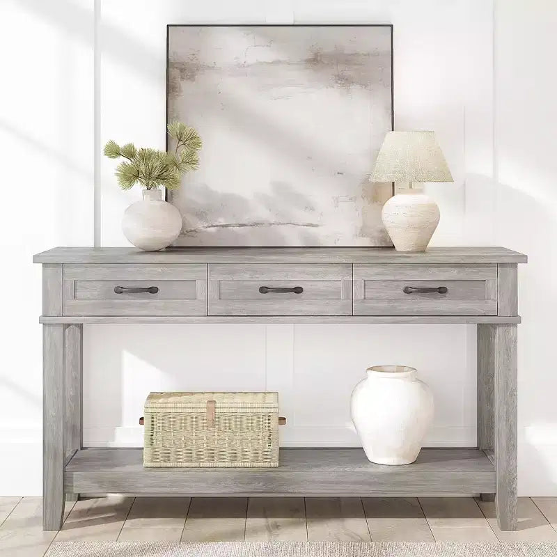 Console Table with 3 Drawers and Open Storage Shelf - Entryway Sofa Table