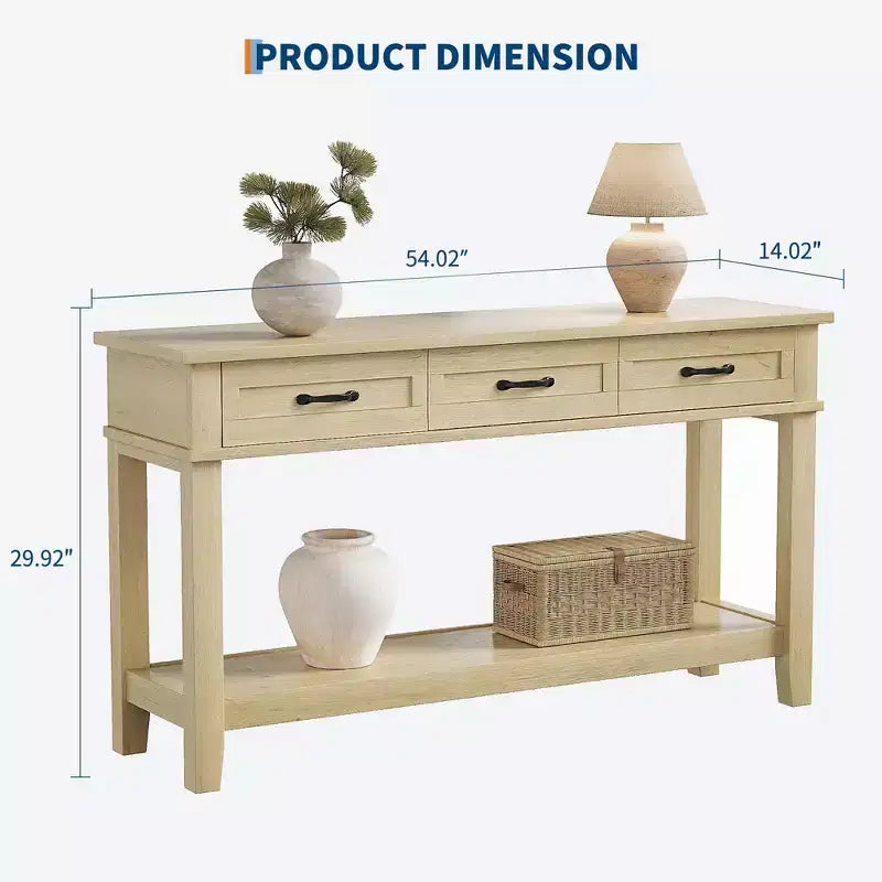 Console Table with 3 Drawers and Open Storage Shelf - Entryway Sofa Table