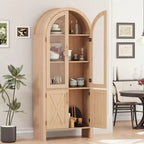 Meuble de rangement à arche de 152 cm de haut avec portes vitrées et étagères réglables