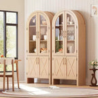 Meuble de rangement à arche de 152 cm de haut avec portes vitrées et étagères réglables