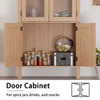 Meuble de rangement à arche de 152 cm de haut avec portes vitrées et étagères réglables