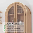Meuble de rangement à arche de 152 cm de haut avec portes vitrées et étagères réglables