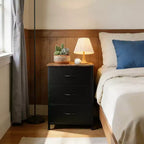 Commode à 3 tiroirs avec bacs en tissu – Organisateur de rangement compact en bois pour chambre, placard, entrée