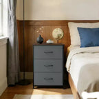 Commode à 3 tiroirs avec bacs en tissu – Organisateur de rangement compact en bois pour chambre, placard, entrée