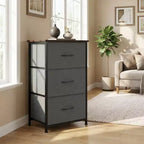 Commode à 3 tiroirs avec bacs en tissu – Organisateur de rangement compact en bois pour chambre, placard, entrée