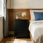 Commode à 3 tiroirs avec bacs en tissu – Organisateur de rangement compact en bois pour chambre, placard, entrée