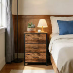 Commode à 3 tiroirs avec bacs en tissu – Organisateur de rangement compact en bois pour chambre, placard, entrée