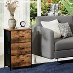 Commode à 3 tiroirs avec bacs en tissu – Organisateur de rangement compact en bois pour chambre, placard, entrée